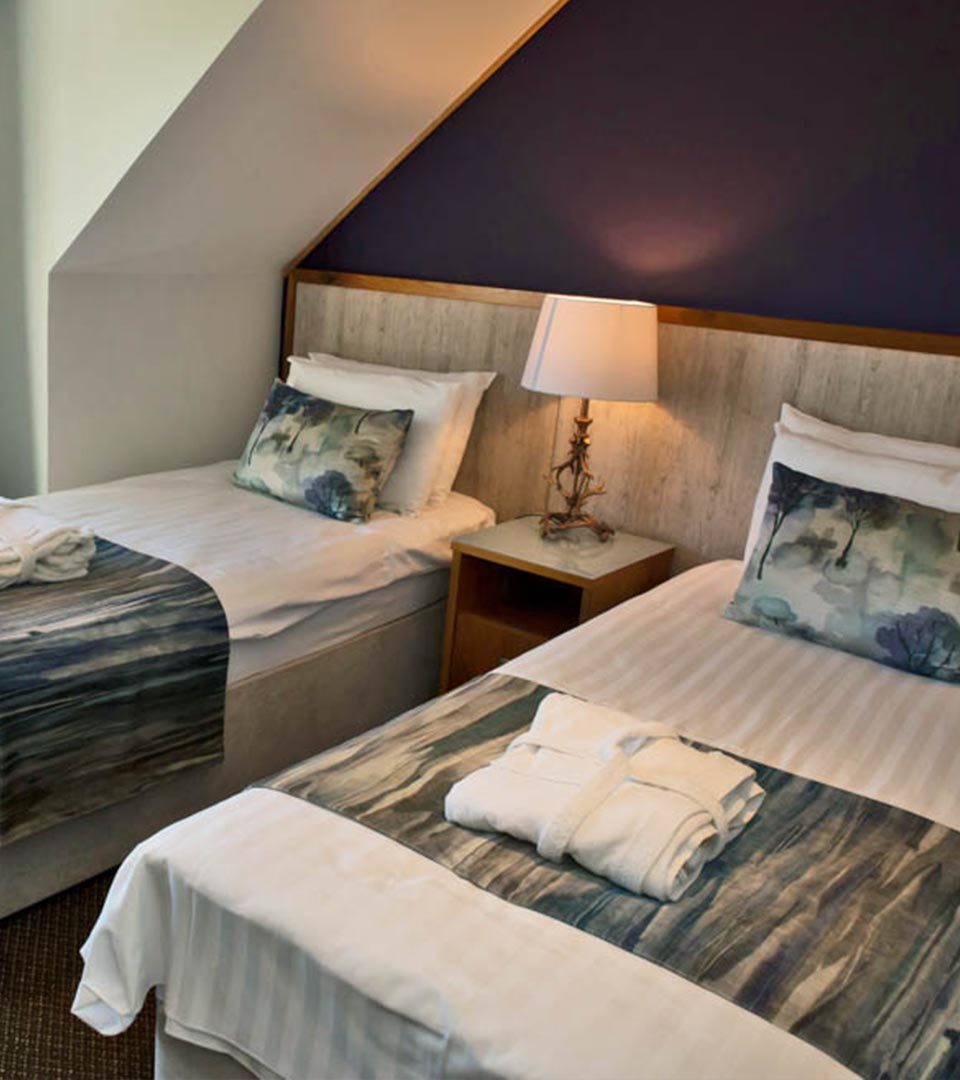 A twin room in a Diamond Lodge at Loch Lomond Waterfront