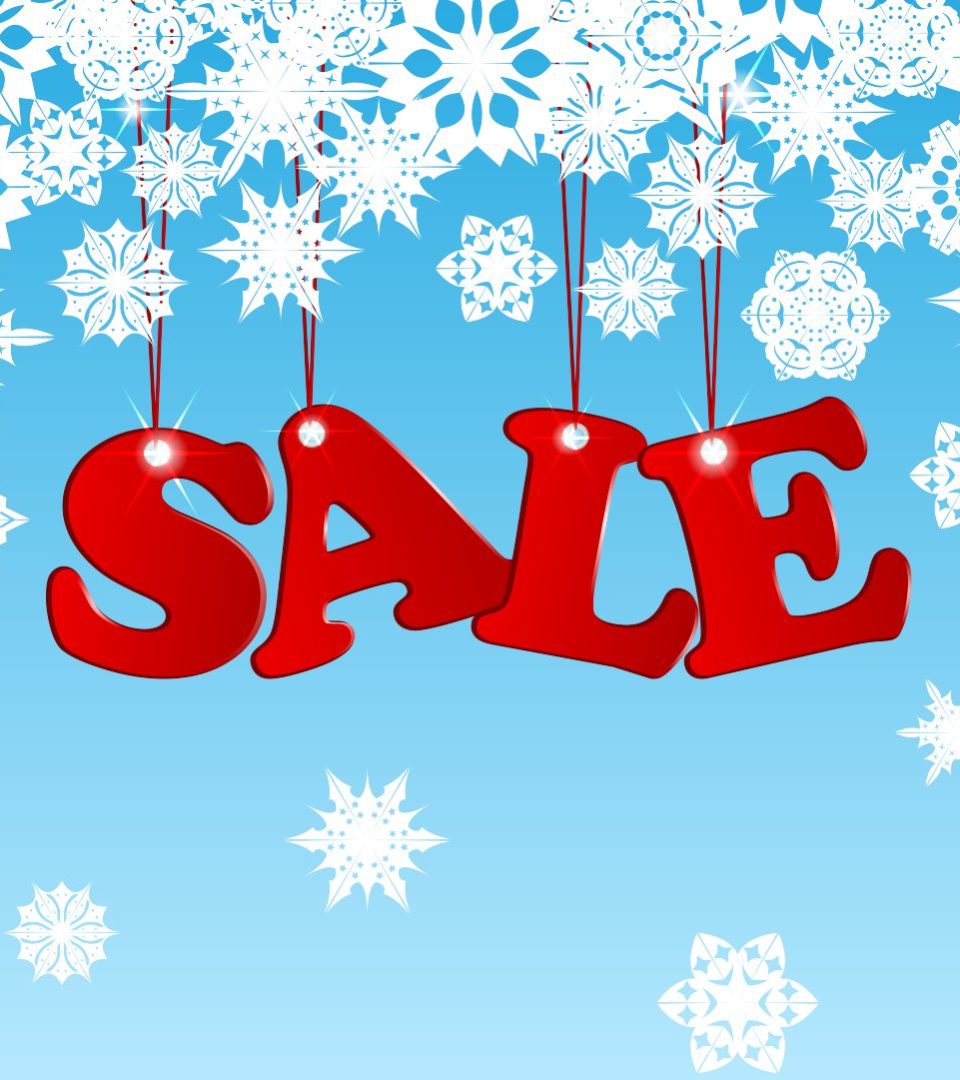 Sale Banner with the words sale surrounded by snowflakes