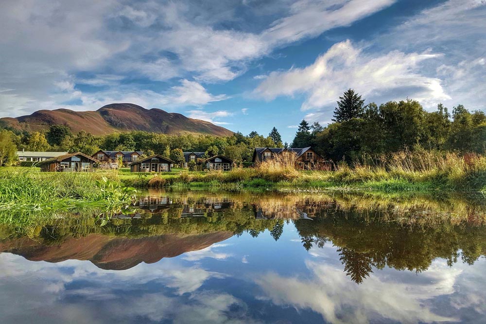 View of lodges and Conic Hill