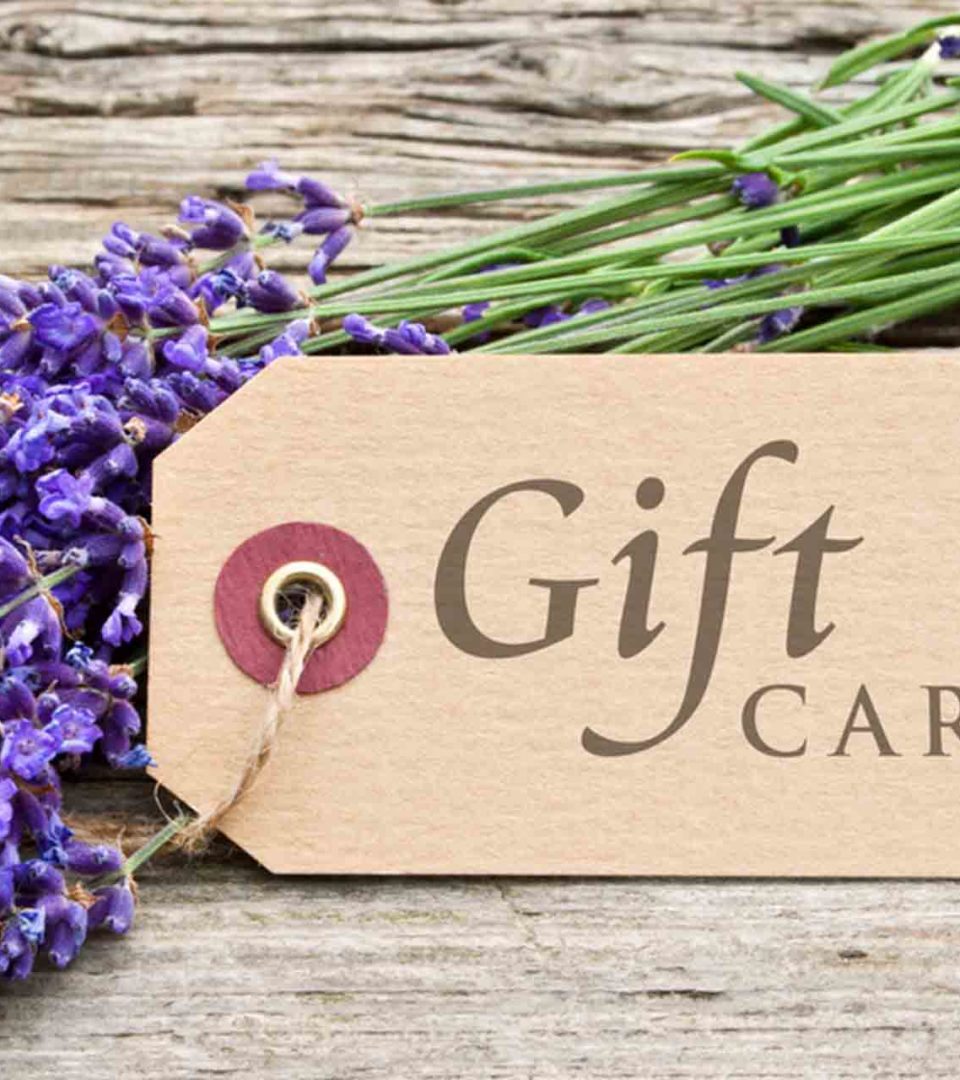 A gift card with lavendar