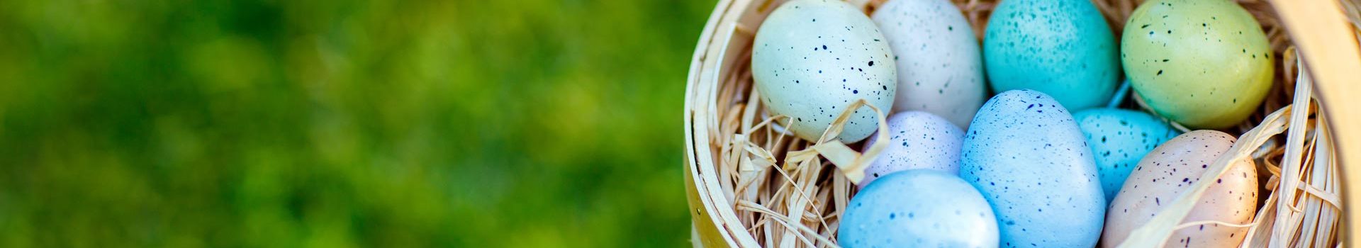 Basket of colourful Easter eggs