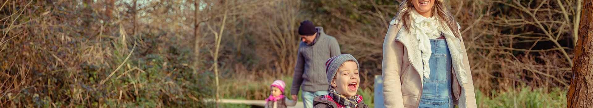 a family having a winter walk