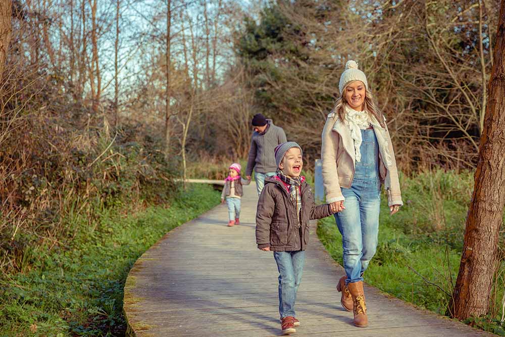 a winter walk with family