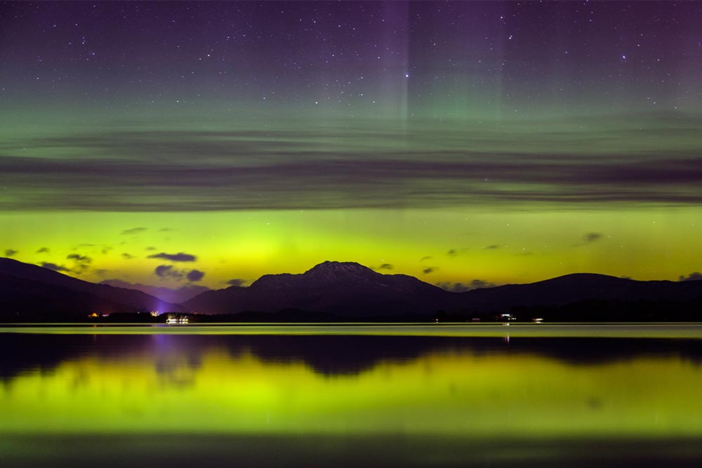 Northern Lights over Loch Lomond