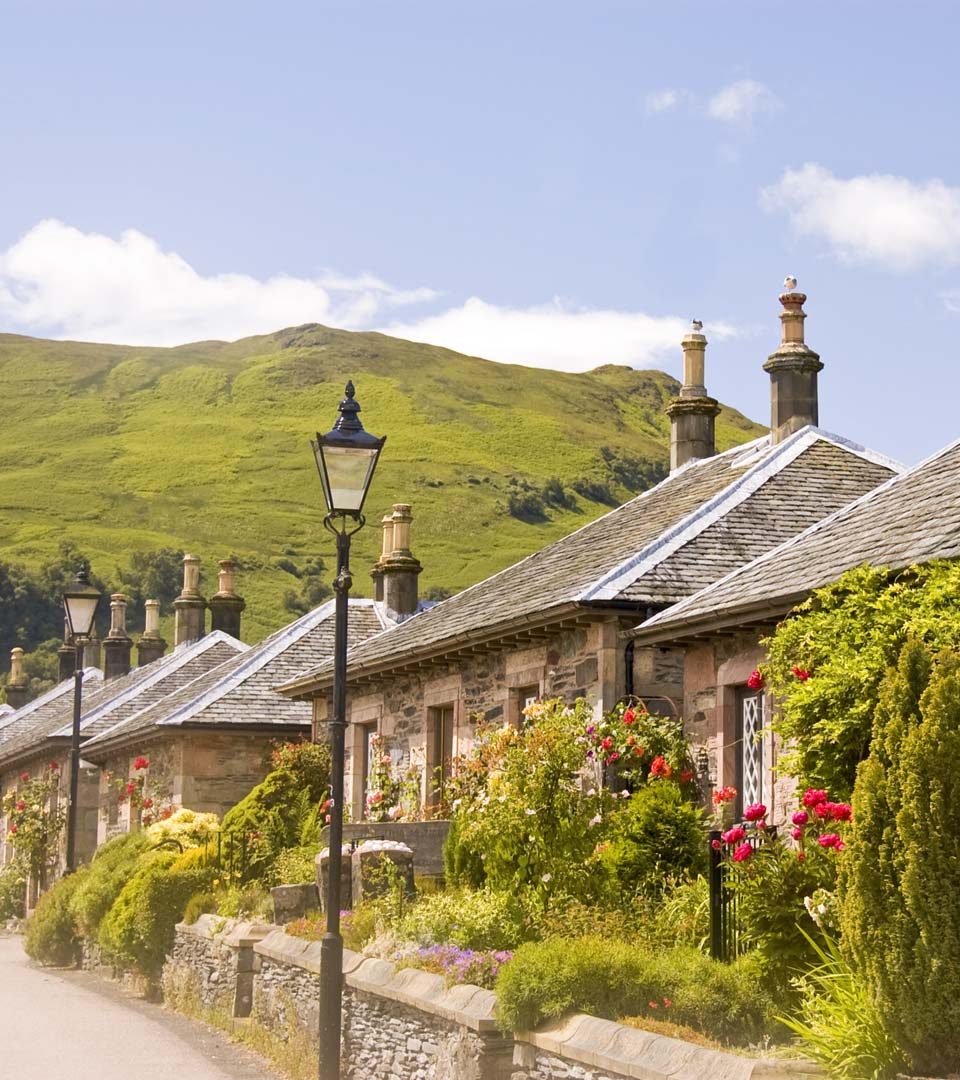 Row of cottages in Luss village Scotland
