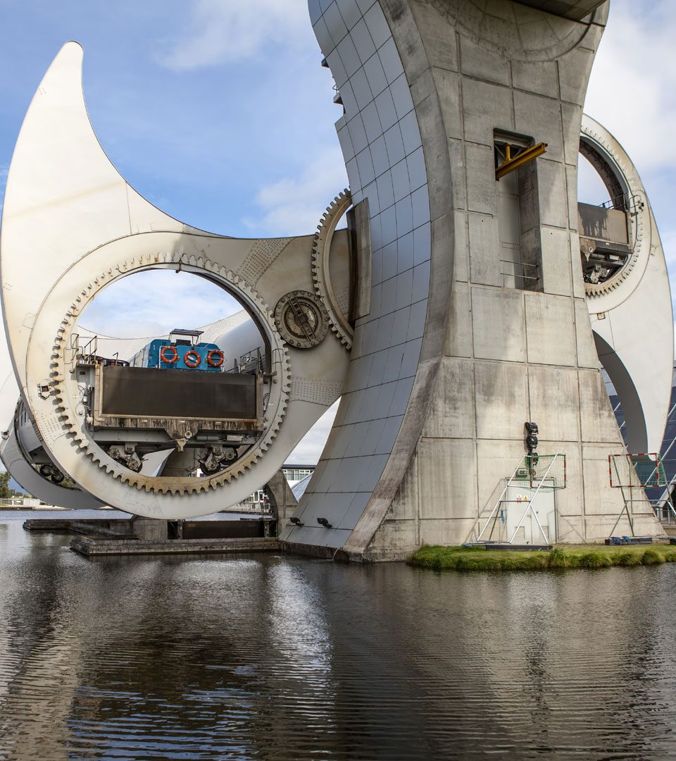 Close up of Falkirk Wheel boat lift in Scotland