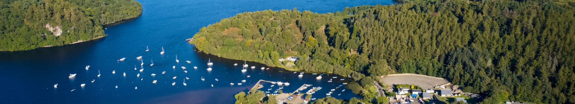 Aerial view of Balmaha by Loch Lomond, Scotland