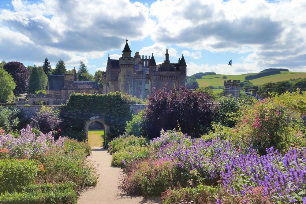 Abbotsford House, located in the Scottish Borders and once home to the writer Sir Walter Scott.