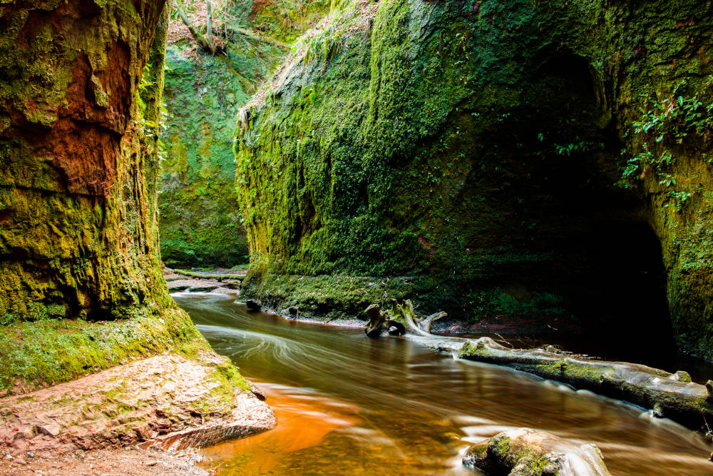 Finnich Glen, known as the Devil's Pulpit, in Scotland