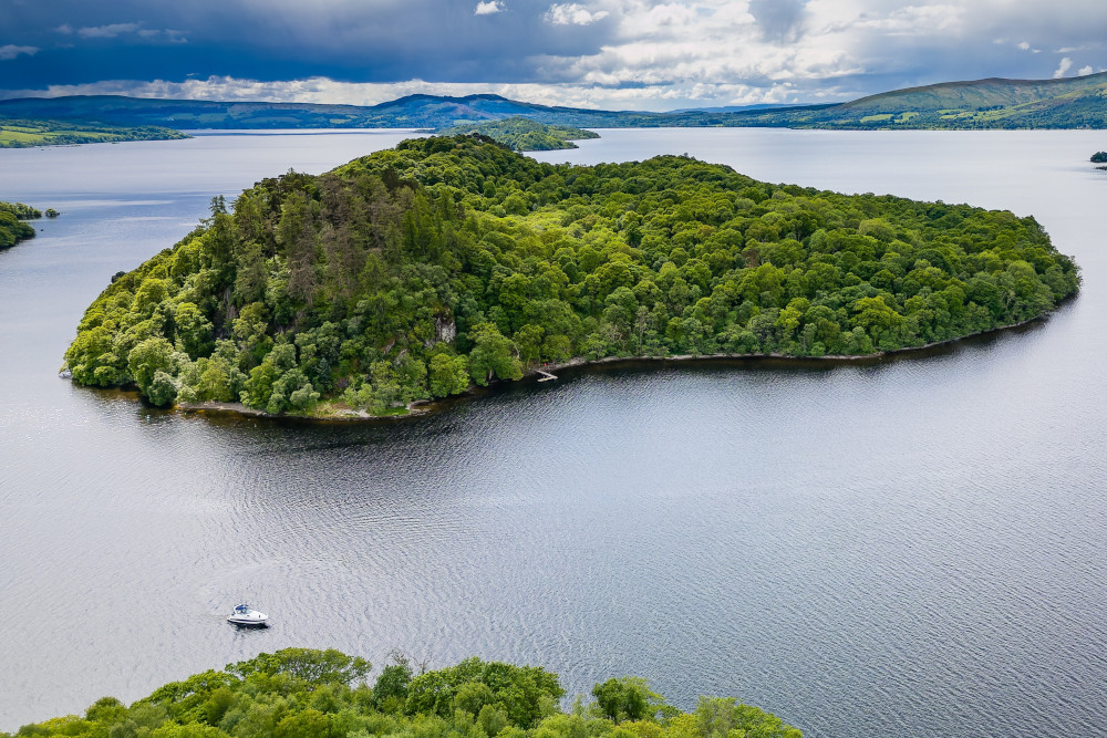 Aerial view of Inchcailloch Island