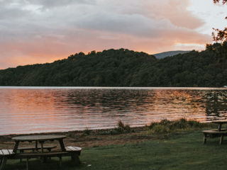 The beach at sunset  at Loch Lomond Waterfront