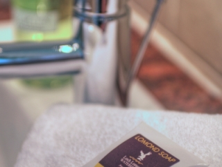 Toiletry detail in a lodge at Loch Lomond Waterfront Toiletry detail in a lodge at Loch Lomond Waterfront