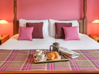 Breakfast in bed  in a chalet at Loch Lomond Waterfront