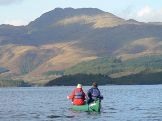 People canoeing on Loch Lomond