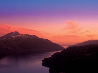 A sunset over Loch Lomond