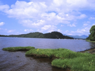 View from beach at Loch Lomond Waterfront