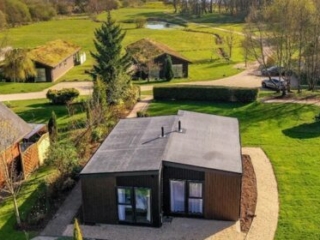 An aerial view of a Studio Lodge at Loch Lomond Waterfront