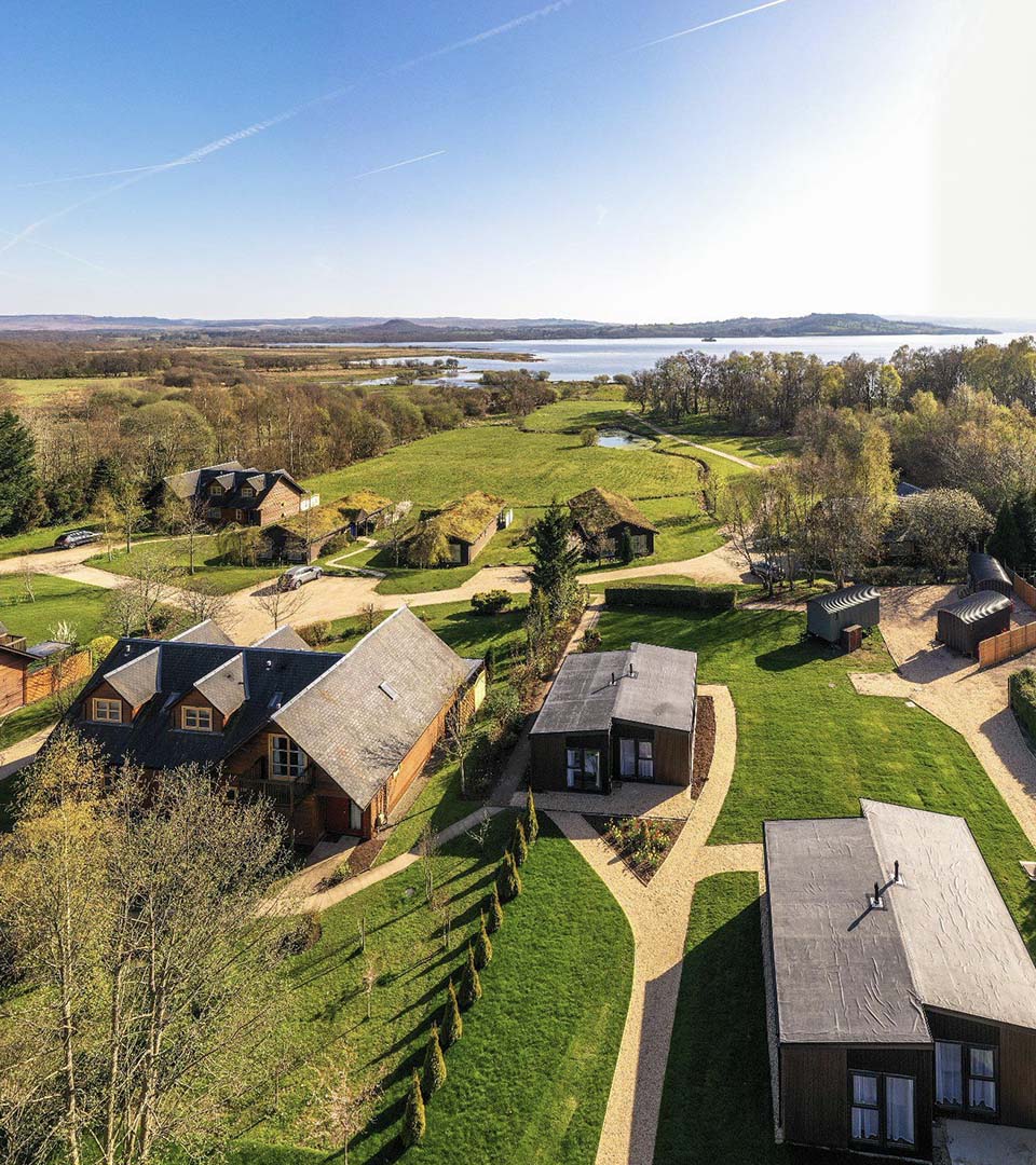 The spectacular resort of Loch Lomond Waterfront with Loch Lomond in the background