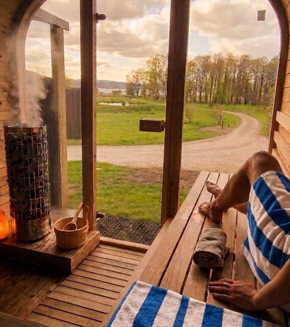 Wild sauna at Loch Lomond surrounded by nature and wild swimming.